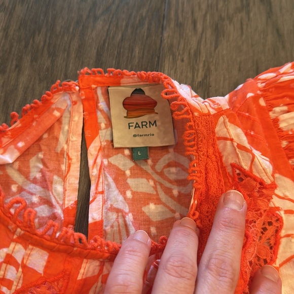 Neon Jungle Blouse Farm Rio LARGE EUC worn X 1 tropical flowy boho - Picture 4 of 7